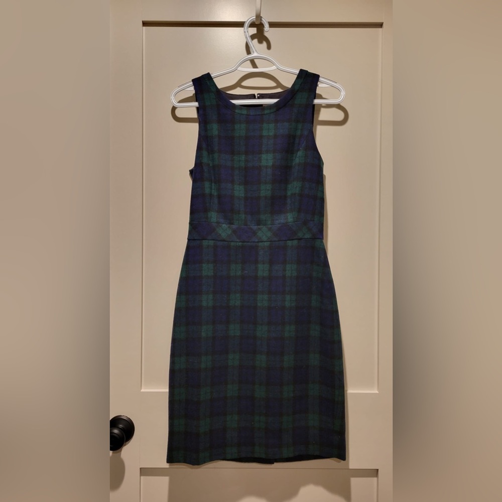 J.Crew factory sleepless plaid dress. OO.